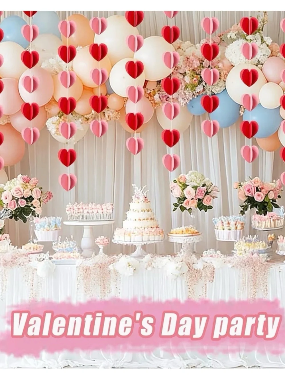 5/$25 Amazon 3D Heart Garland - Valentine Party Hanging Decor (6 Pack)
